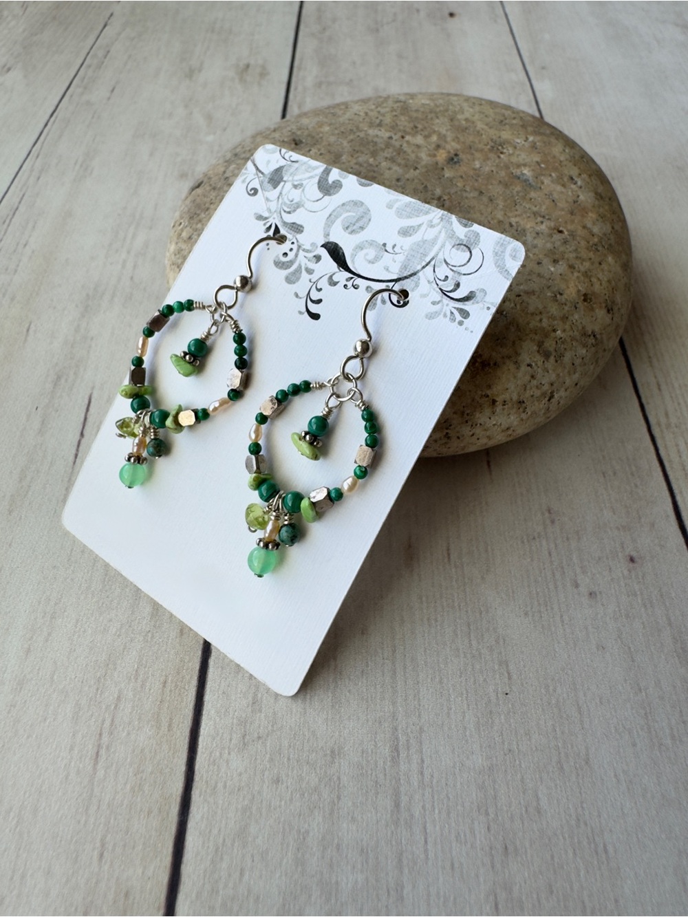Hand Crafted Festive Beaded Hoop Earrings
